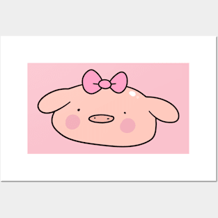 Pretty Bow Pig Face Posters and Art